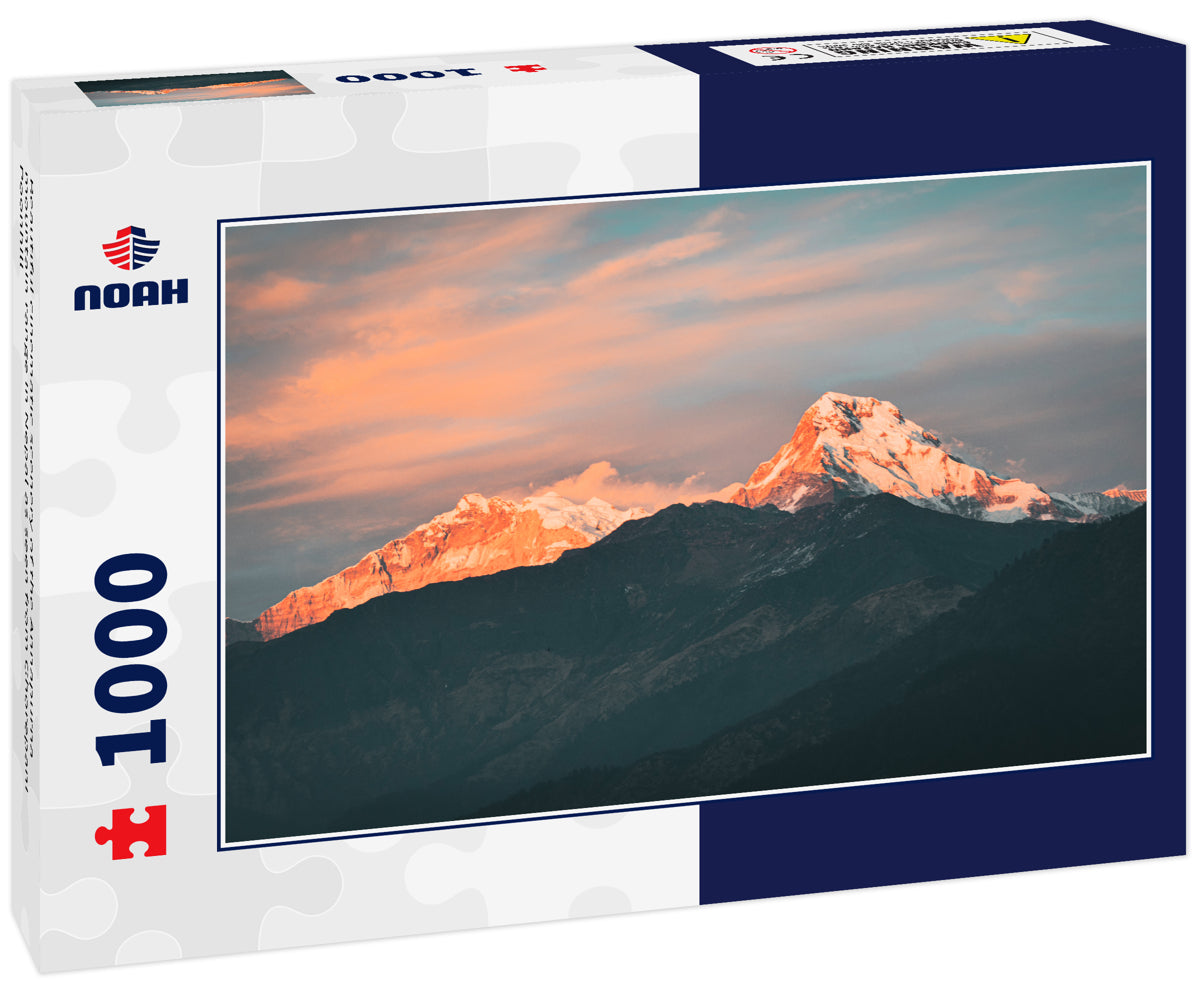 Beautiful cinematic scenery of the Annapurna mountain range in Nepal as seen from Ghorepani Poonhill
