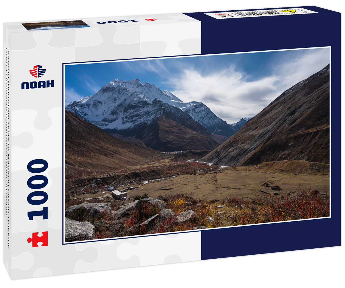 Samdo mountain peak in Manaslu circuit trekking route, Himalaya mountains range in Nepal