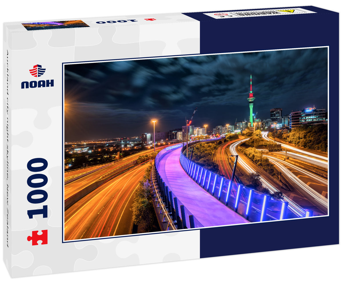 Auckland city night skyline, New Zealand