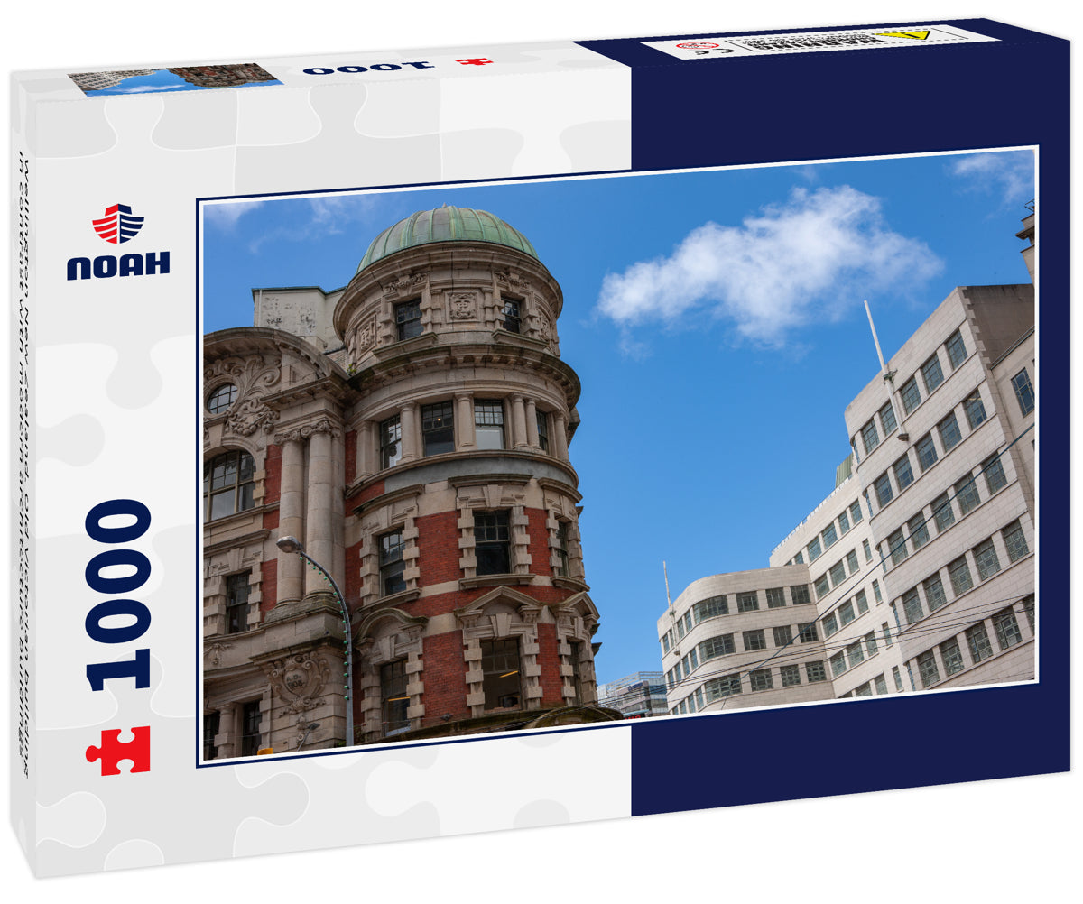 Wellington New Zealand. Old Victorian building in contrast with modern architecture buildings