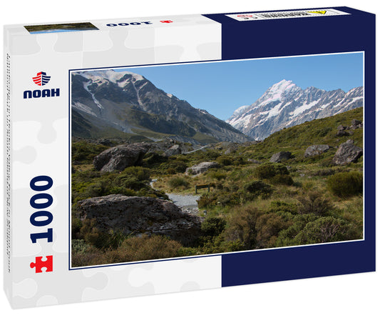 Landscape on Hooker Valley Track in Mount Cook National Park on South Island of New Zealand