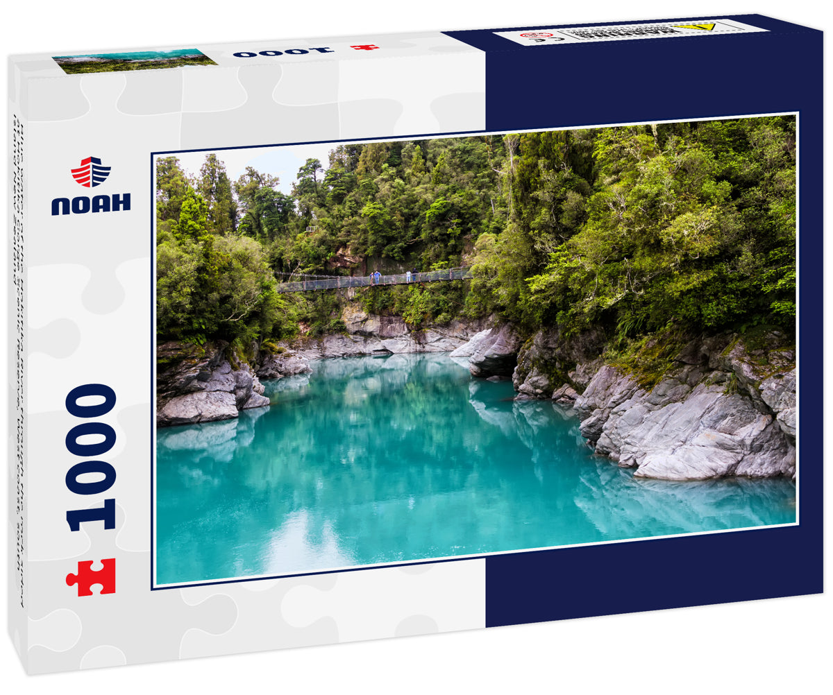 Blue water of the Hokitika River through the rock sided at Hokitika Gorge Scenic Reserve, West coast, south island New Zealand