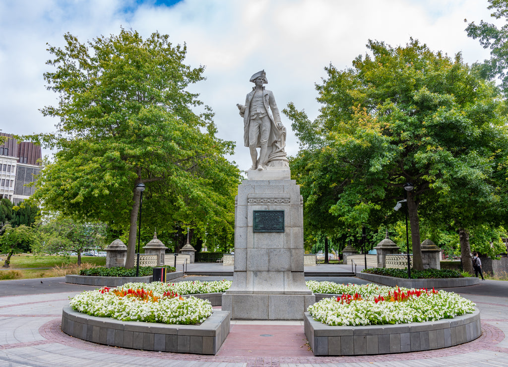 Statue of Captain James Cook in Christchurch, New Zealand