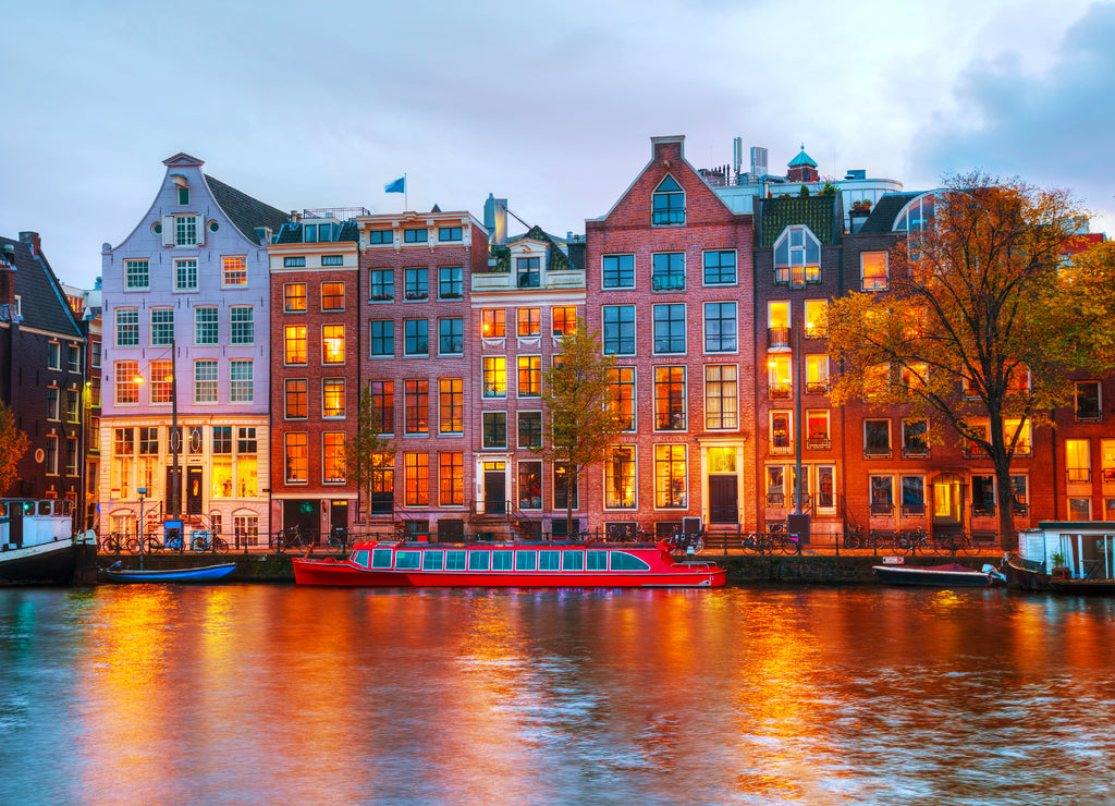 Amsterdam city view with Amstel river