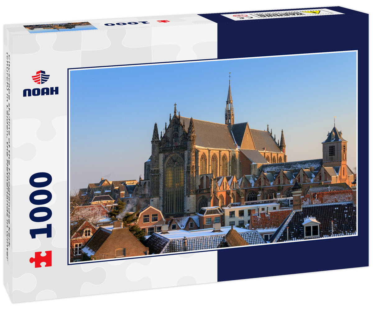 Cityscape skyline of the Hooglandse kerk (church) in Leiden, the Netherlands in winter