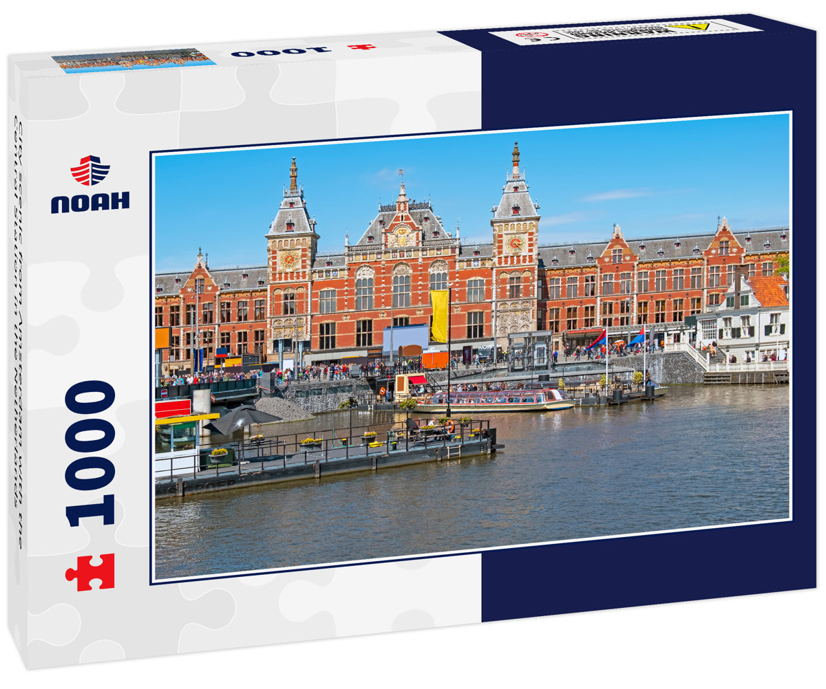 City scenic from Amsterdam with the Central Station in the Netherlands
