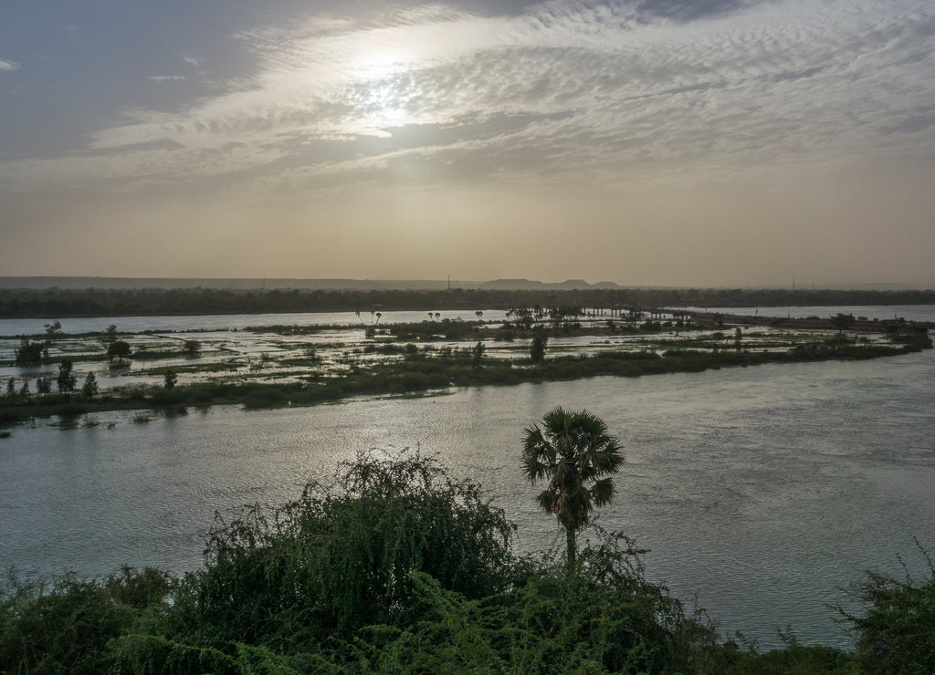 Sunset over Niger River, Niamey capital city of Niger
