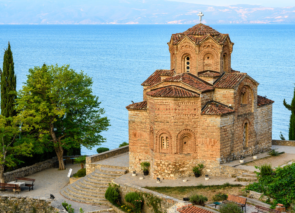 The Church of St. John at Kaneo at sunrise in Ohrid, Republic of North Macedonia