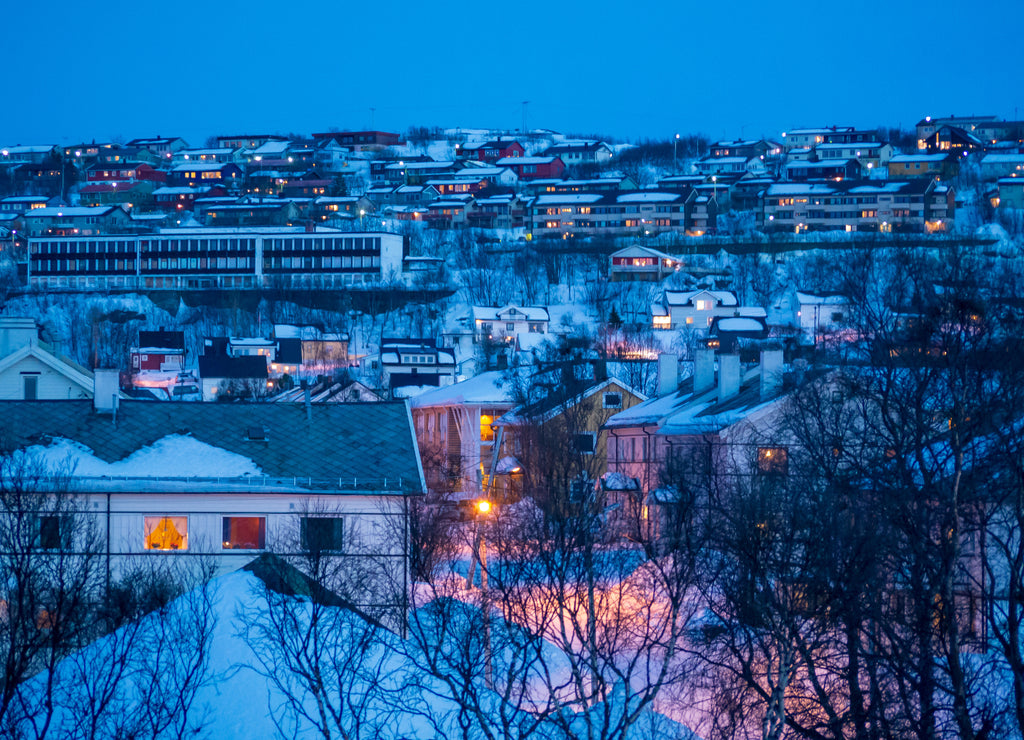 Norway Kirkenes City Scene View during winter