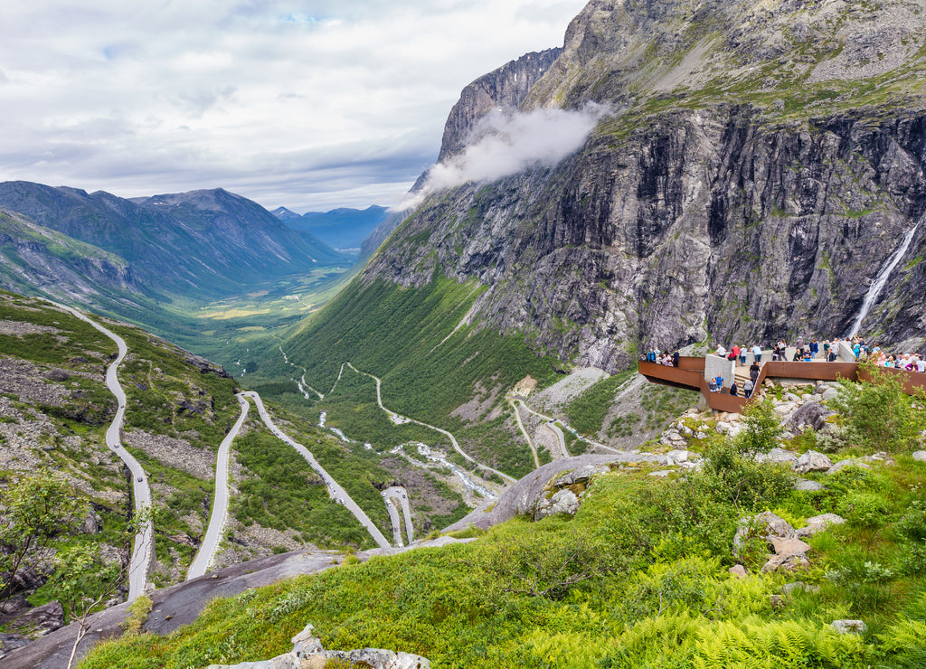 Trollstigen mountain viewpoint and pass along national scenic route Geiranger Trollstigen More og Romsdal county in Norway