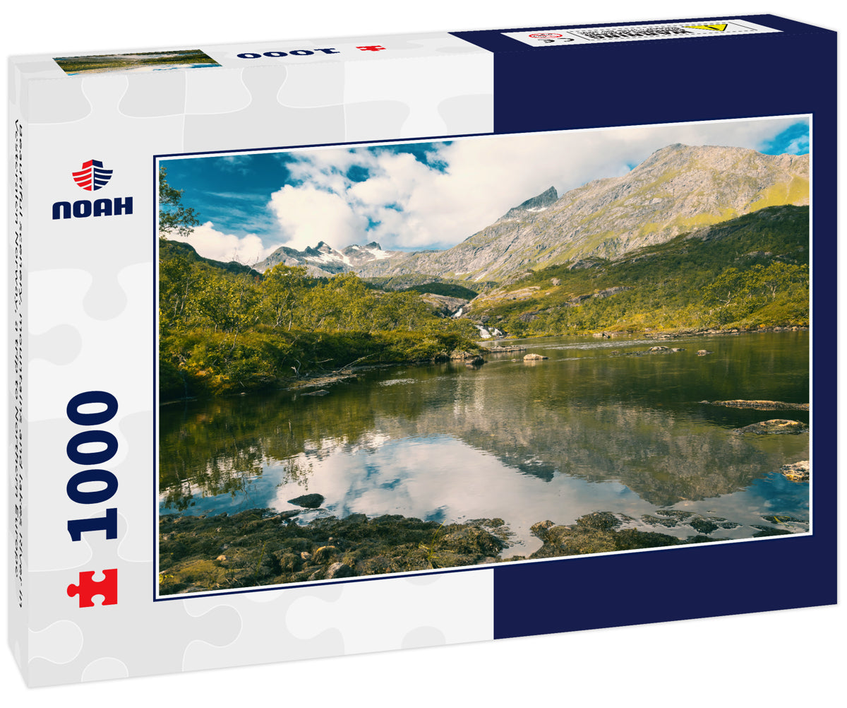 Beautiful scenery, mountains and lakes River in Vesteralen Norway, a trip to Northern Europe