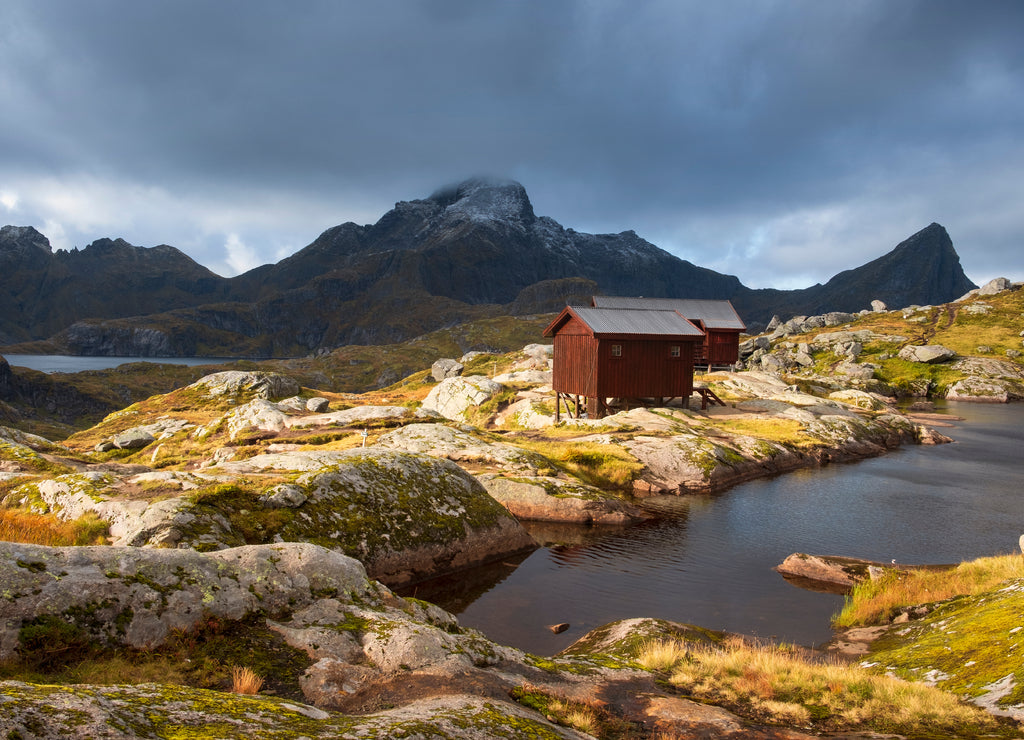 Lofoten Islands Norway. Mountain autumn landscape