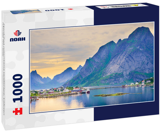 Fjord and mountains landscape. Lofoten islands Norway