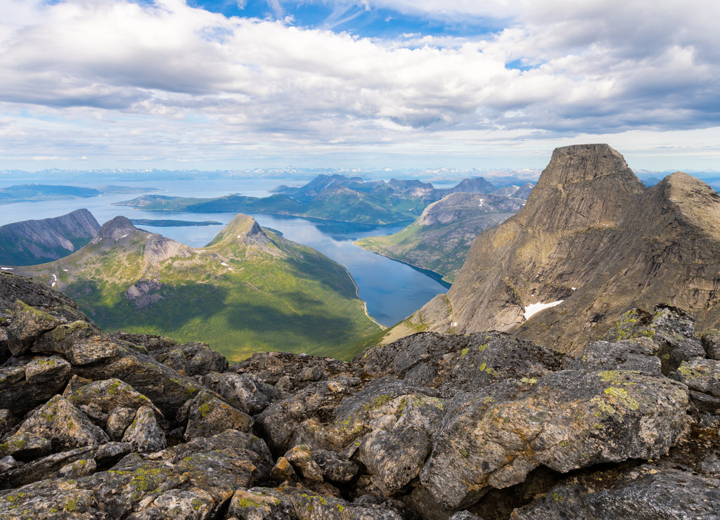 landscape with the national mountain of Norway Stetind in the foreground