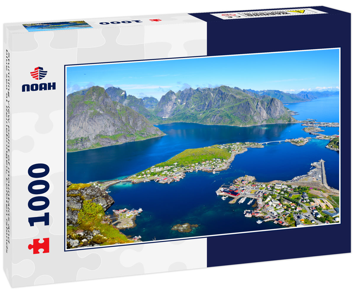 Stunning view point of mountains and blue sea at Reinebringen, Lofoten islands