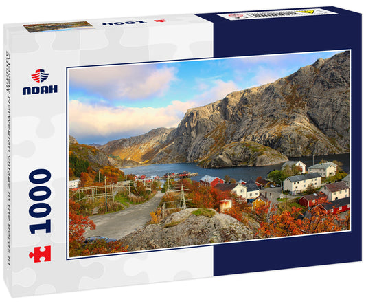 A lovely Norwegian village in the fjords in autumn