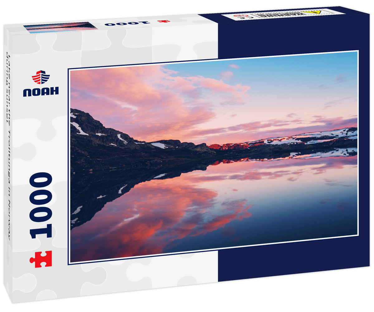 Lake near the Trolltunga in Norway during sunset