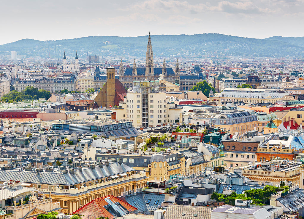 Aerial view of city center in Vienna