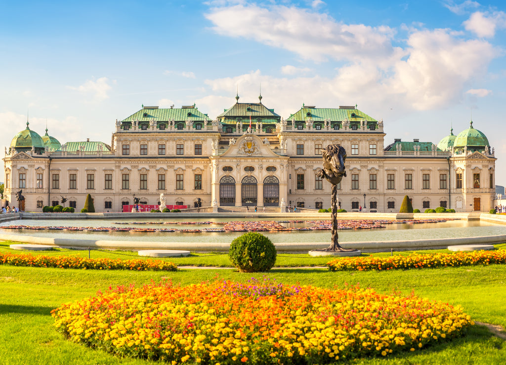Frontal view at Belvedere palace, Vienna, Austria