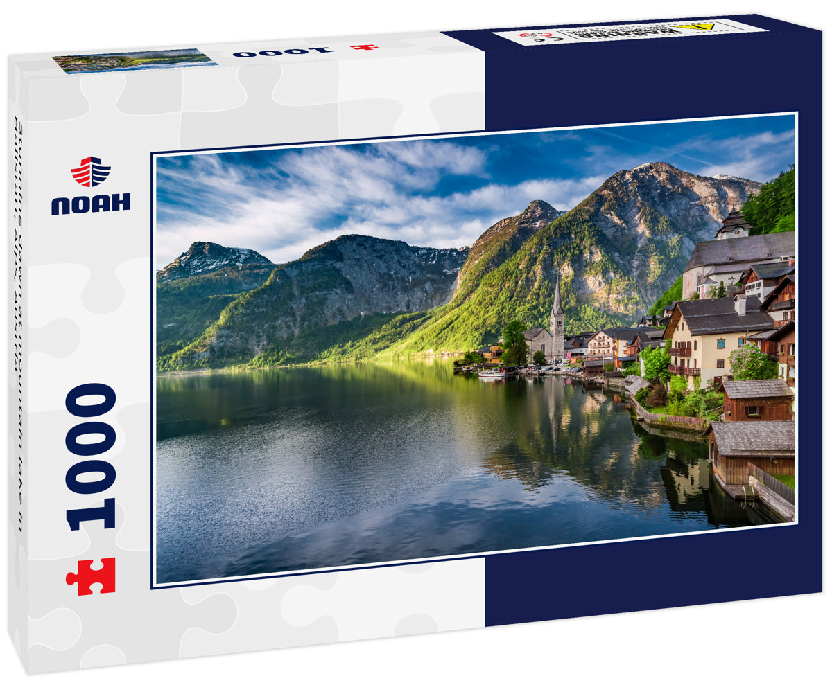 Stunning dawn at mountain lake in Hallstatt, Alps, Austria