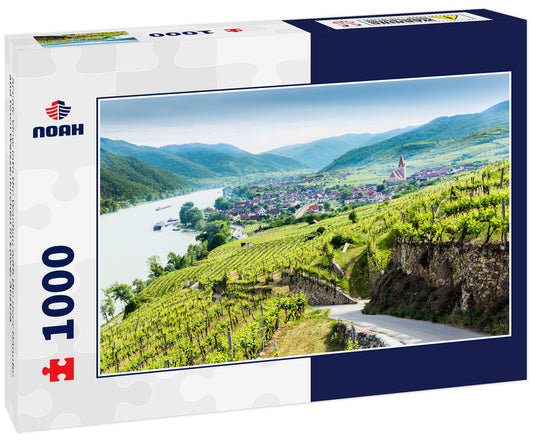 Scenic View into the Wachau with the river Danube and town Weissenkirchen in Lower Austria