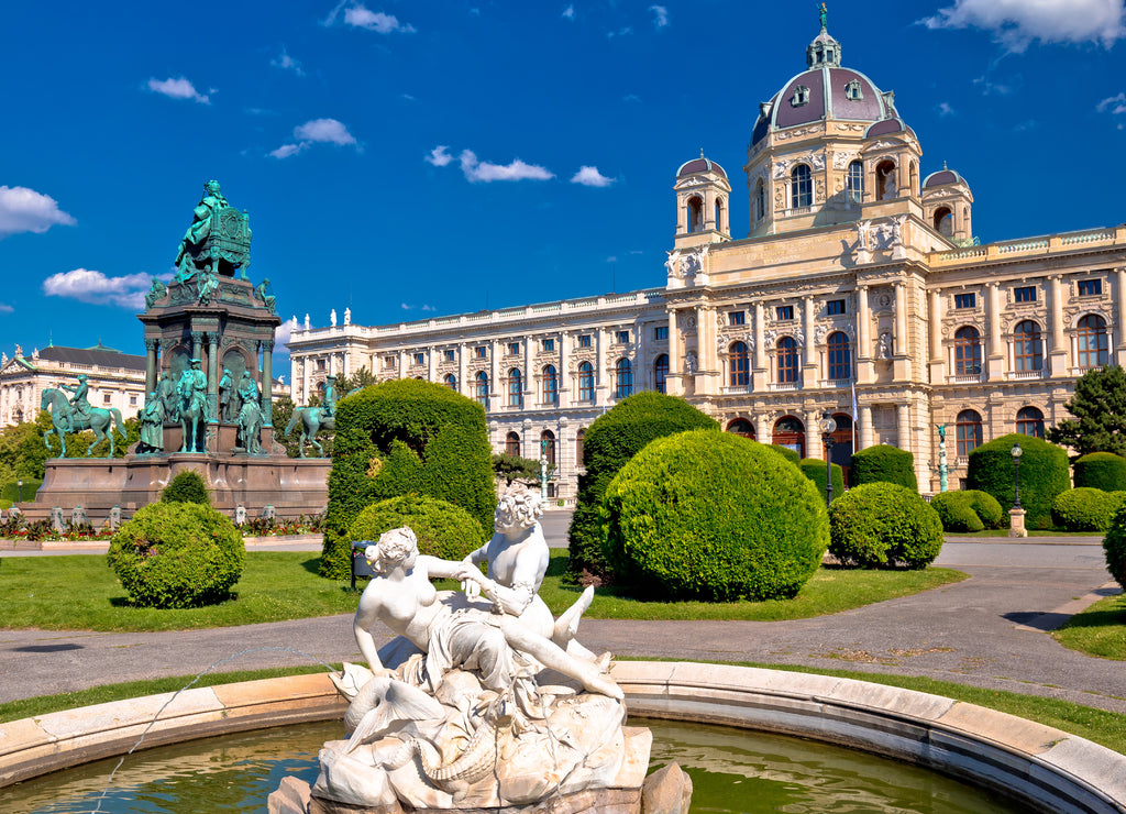 Maria Theresien Platz square in Vienna architecture and nature view