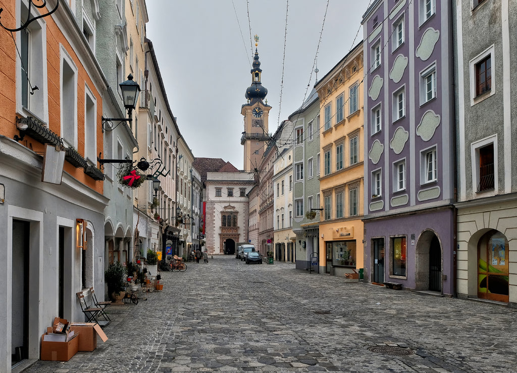 Linz, Austria. City center of Linz in wintertime