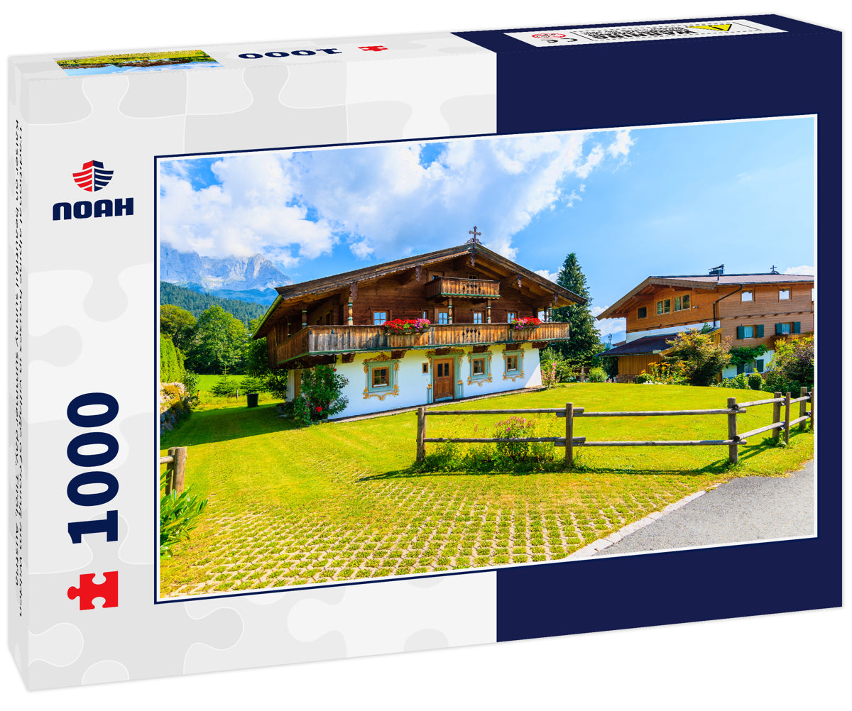 Traditional alpine houses in village of Going am Wilden Kaiser on beautiful sunny summer day, Tirol, Austria