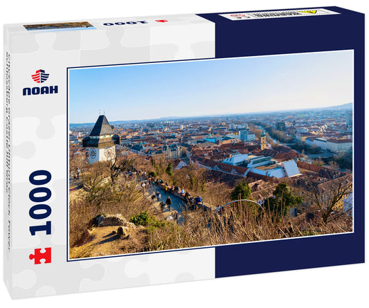 Cityscape Grazer Uhturm Clock Tower Schlossberg Castle hill Graz