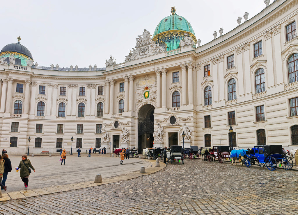 People at St Michael Wing of Hofburg Palace in Vienna