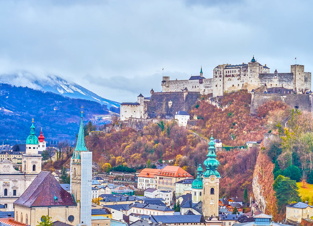 The medieval Hohensalzburg castle in Salzburg, Austria