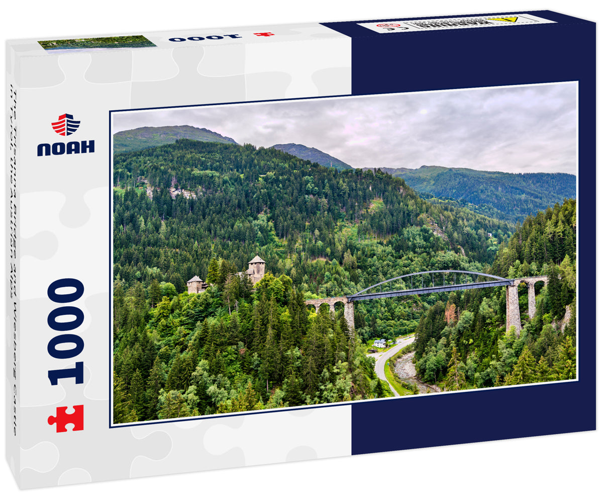 The Trisanna Bridge and Wiesberg Castle in Tyrol, the Austrian Alps