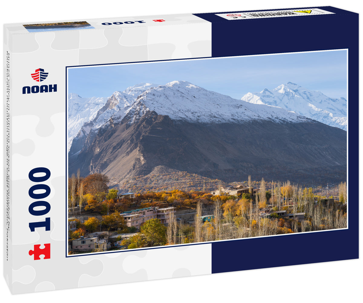 Hunza valley in autumn season surrounded by Karakoram mountain range in Gilgit Baltistan, Pakistan