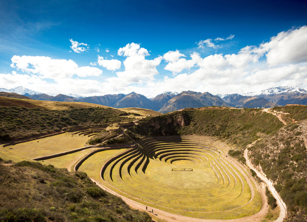 View of the archeological Inca terraces of Moray in Peru