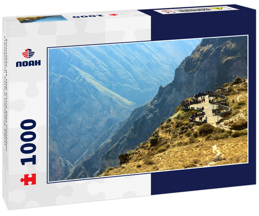 Tourists at the Cruz Del Condor viewpoint, Colca canyon, Peru