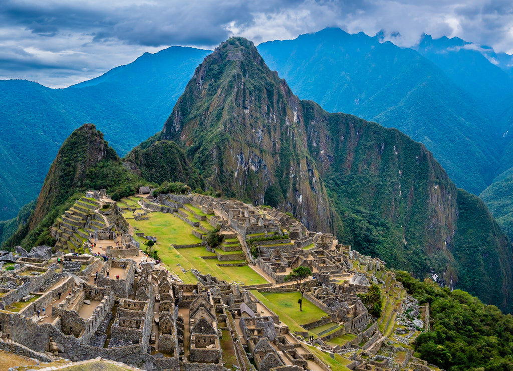Overview of the lost inca city Machu Picchu in Peru