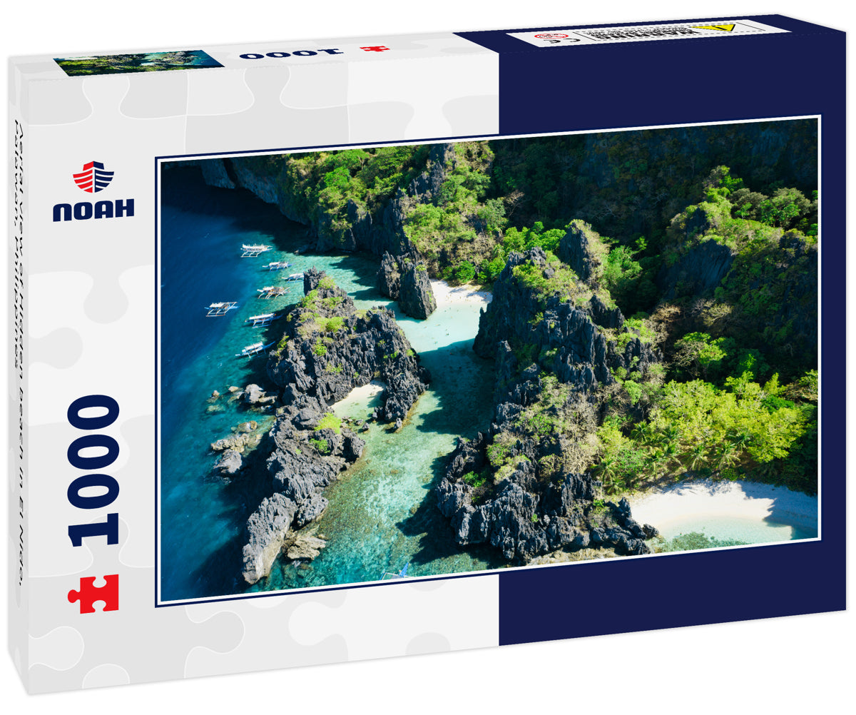 Aerial view of Hidden beach in El Nido, Palawan, Philippines