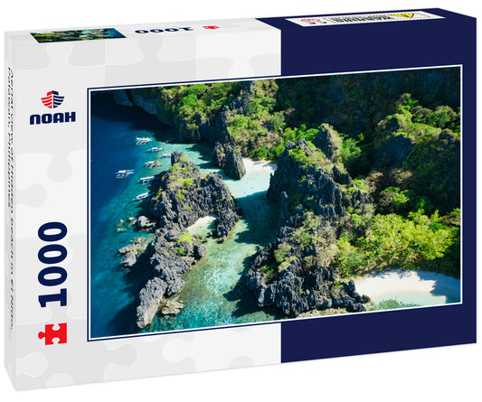 Aerial view of Hidden beach in El Nido, Palawan, Philippines