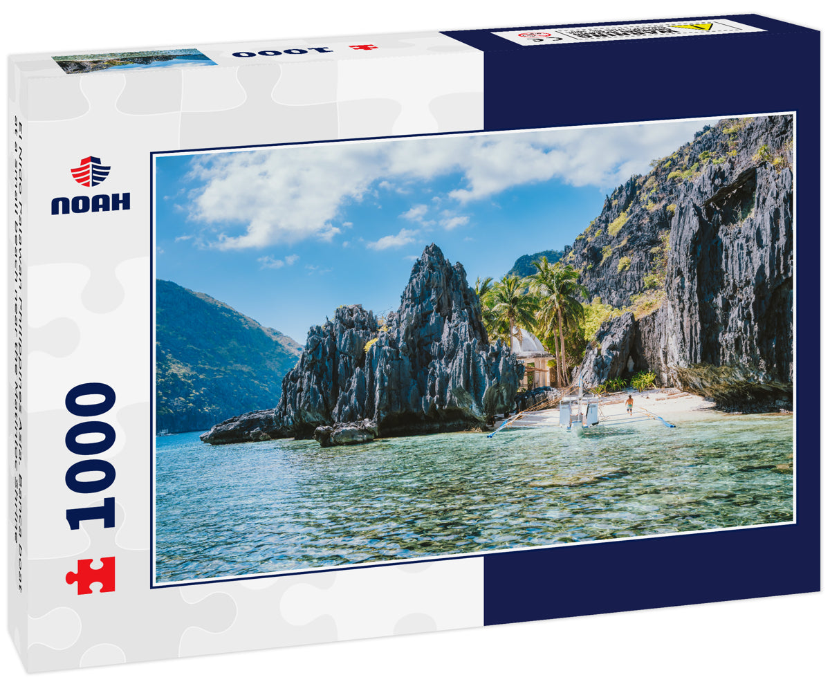 El Nido Palawan Philippines Asia. Banca boat at a small beach near the Matinloc Shrine