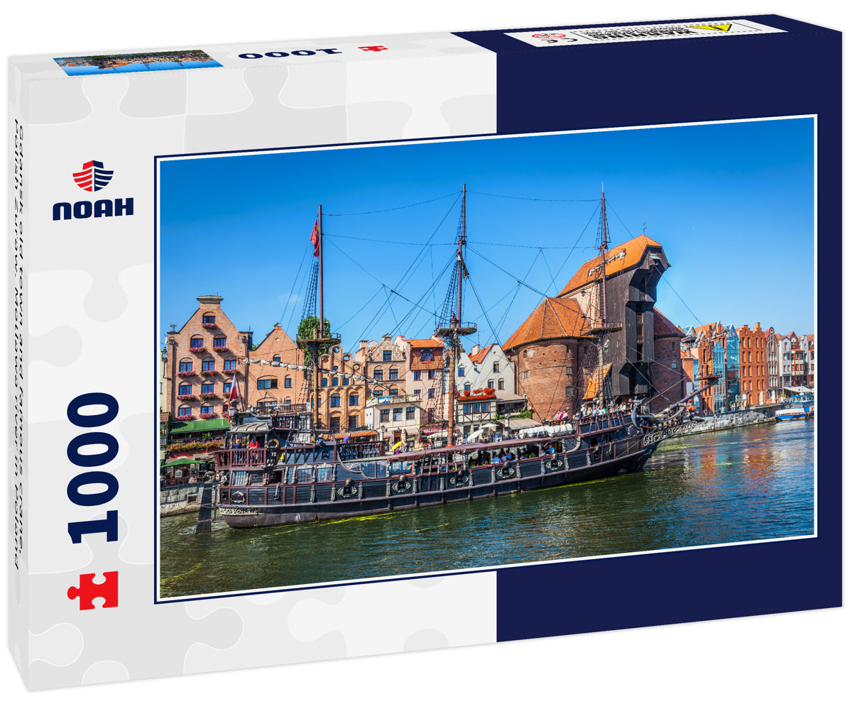 Gdansk old town and famous crane, Polish Zuraw. Motlawa river in Poland