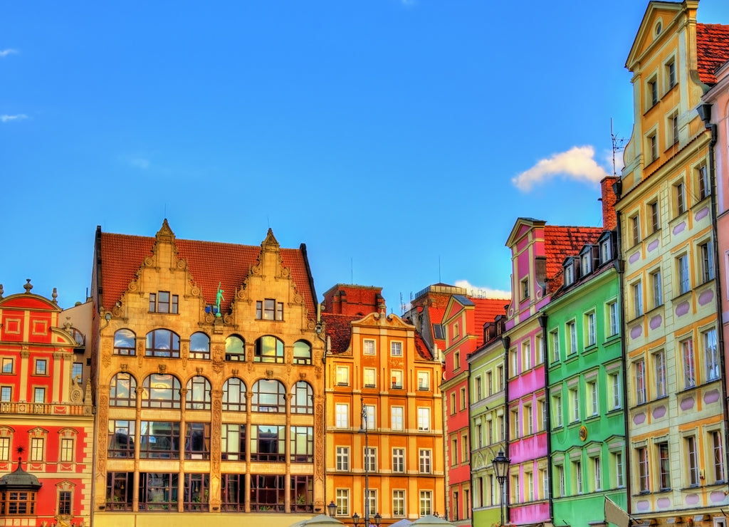 Colorful Houses on the Market square in Wroclaw, Poland