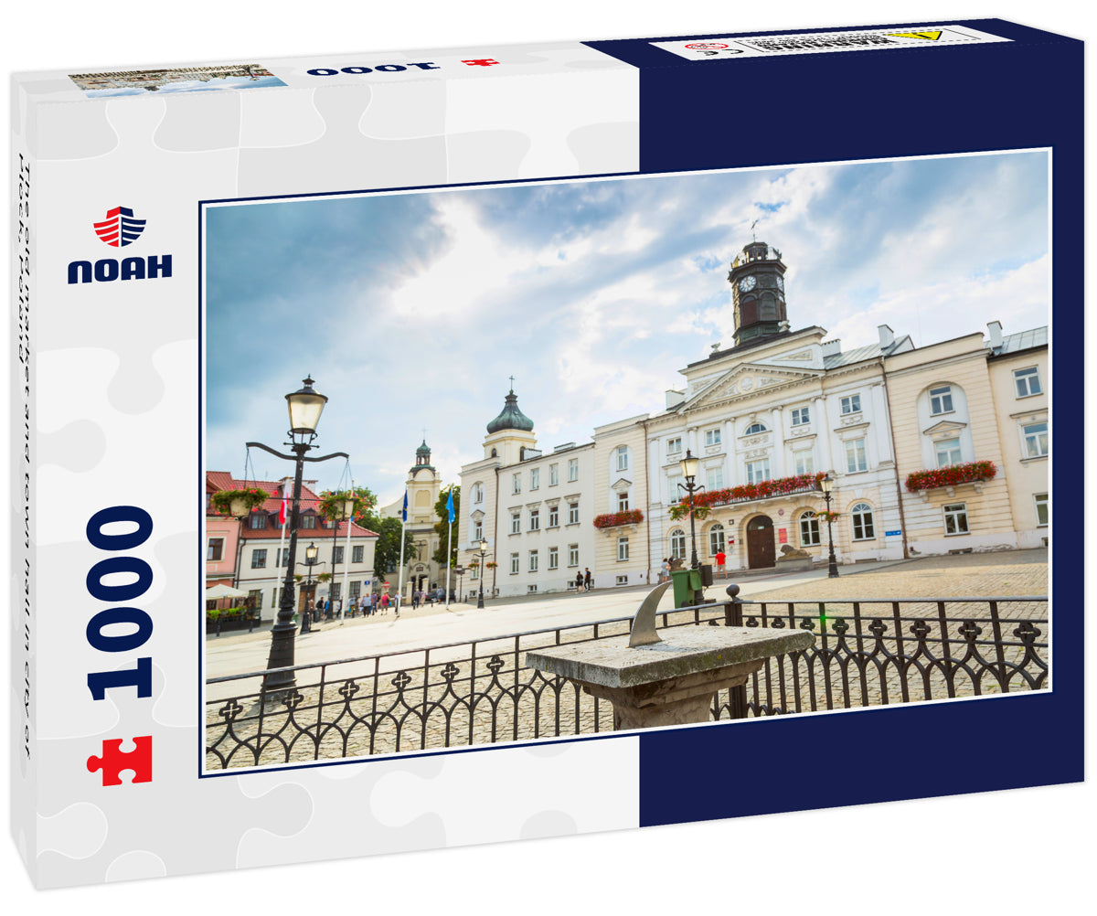 The old market and town hall in city of Plock, Poland
