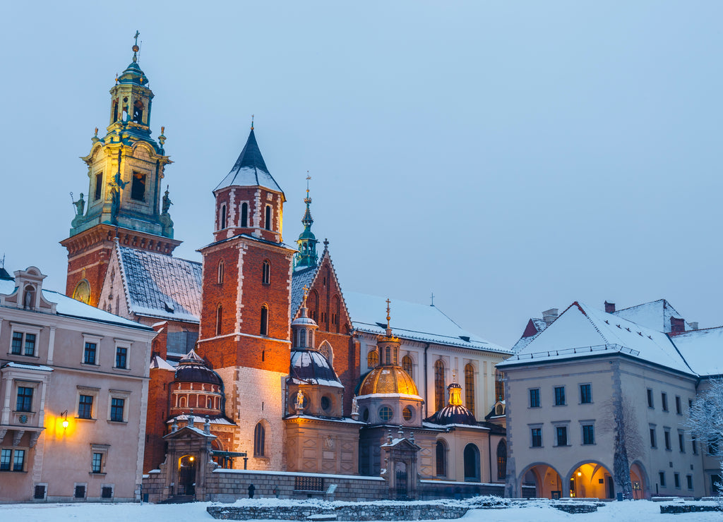 Wawel Castle in Krakow at twilight. Krakow is one of the most famous landmark in Poland