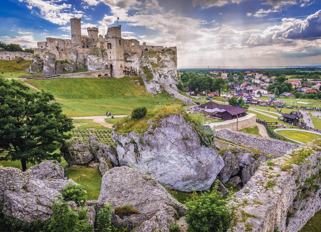 Famous Ogrodzieniec Castle in Podzamcze village, one of the chain of 25 medieval castles called Eagles Nests Trail, Poland