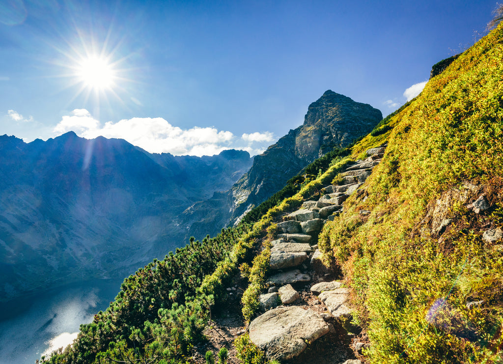 Hiking trail in Tatra mountains in Poland. Toward Koscielec peak