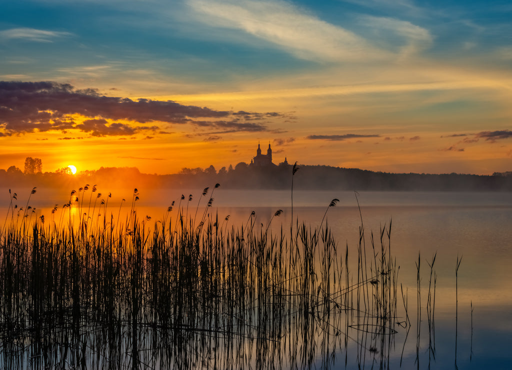 Beautiful sunrise at Lake Wigry