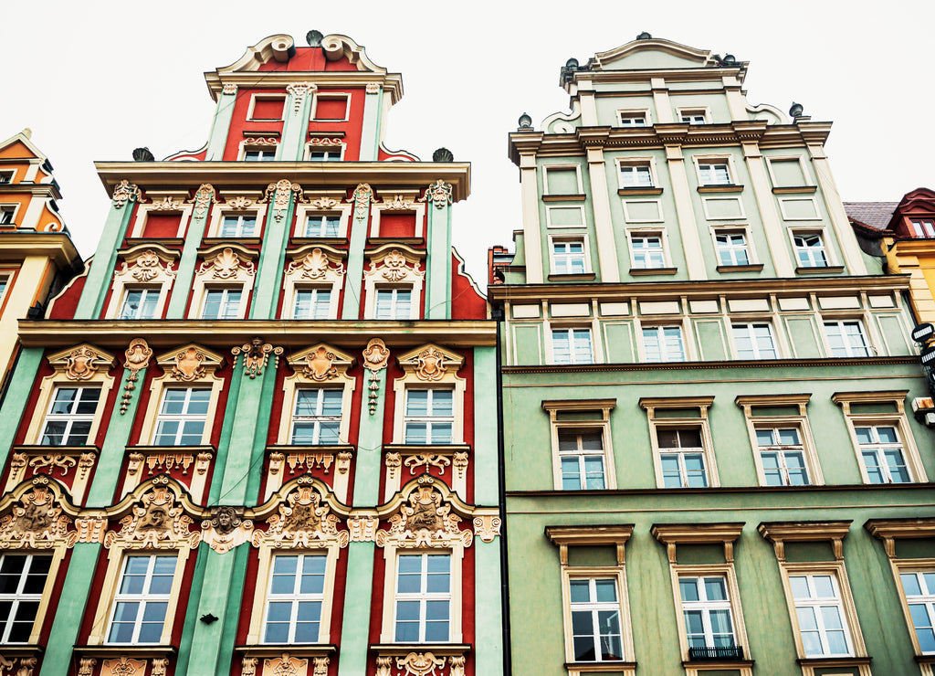 Antique building view in Old Town Wroclaw, Poland