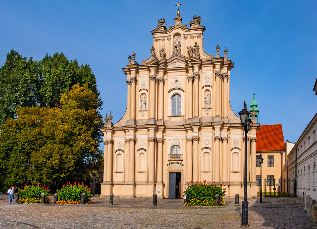 Kosciol Wizytek Visitationist Church of St. Joseph at Krakowskie Przedmiescie street in Old Town historic district of Warsaw in Poland