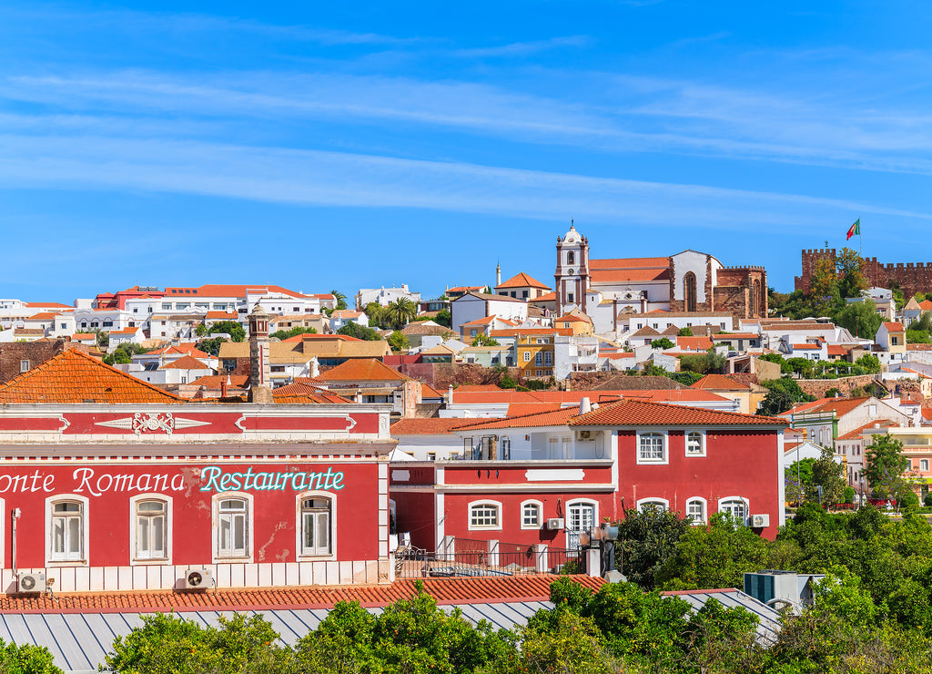 Restaurant building in Silves town which is famous for best preserved castle in Algarve region, Portugal