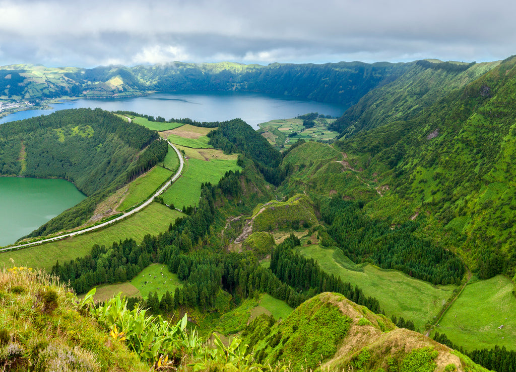Lakes of Sete Cidades and Santiagot in Sao Miguel, Azores